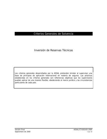 Criterios Generales de Solvencia InversiÃ³n de Reservas ... - CNSF
