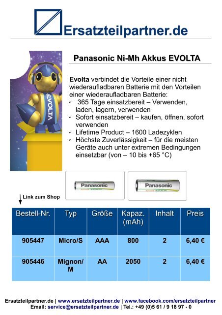 Panasonic Ni-Mh Akkus EVOLTA