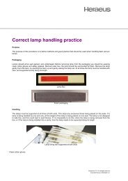 Correct lamp handling practice - Heraeus Noblelight