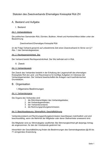 Statuten des Zweckverbands Ehemaliges Kreisspital Rüti ZH A ...