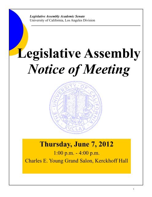 Legislative Assembly 06 07 12 Ucla Academic Senate