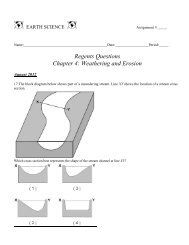 Regents Questions Chapter 4: Weathering and Erosion