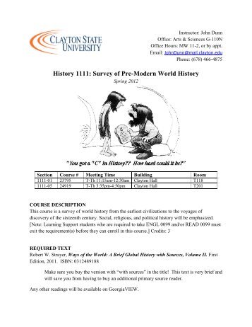 History 1111: Survey of Pre-Modern World History - Clayton State ...