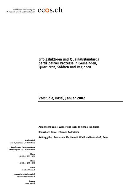 Erfolgsfaktoren und QualitÃ¤tsstandards fÃ¼r partizipative ... - ecos