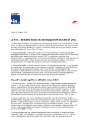 Le Bois â Symbole Suisse du dÃ©veloppement durable en 2002 (Pdf ...