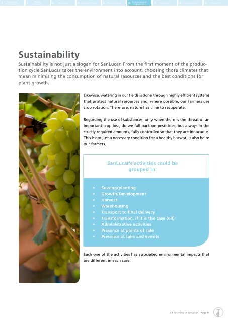 Corporate Responsibility SanLucar - United Nations Global Compact