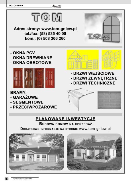 Nowiny KwiecieÅ 2009.indd - biblioteka.gniew.wbpg.org.pl