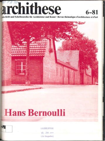 ans Bernoulli - StÃ¤dtebau als politische Kultur. Hans Bernoulli (1876 ...