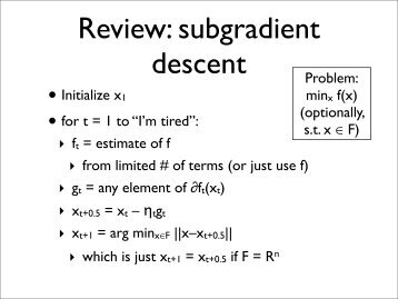 Subgradient slides