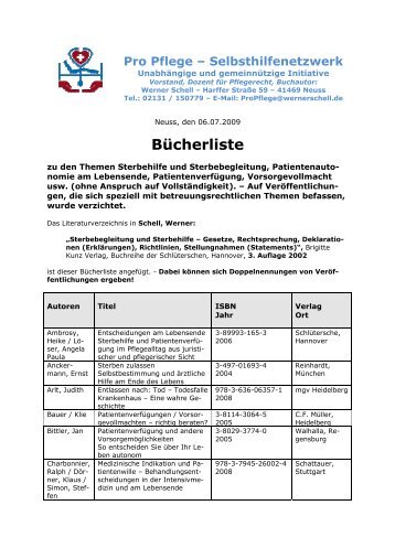 BÃƒÂ¼cherliste - Institut fÃƒÂ¼r Pflegerecht und Gesundheitswesen