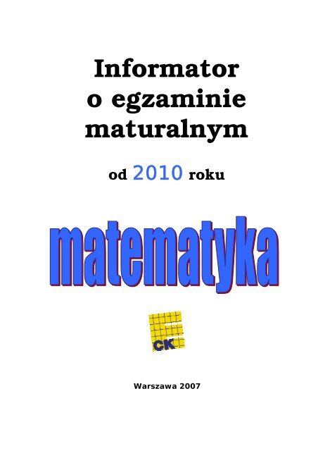 Informator o egzaminie maturalnym - Kursy z Matematyki