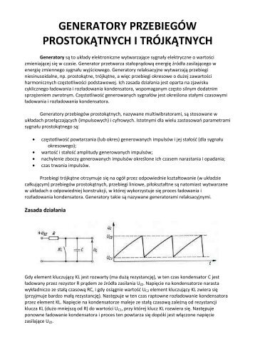 GENERATORY PRZEBIEGÃW PROSTOKÄTNYCH I TRÃJKÄTNYCH