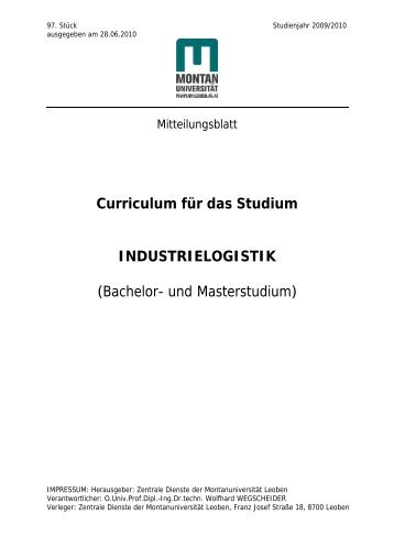 Curriculum INDUSTRIELOGISTIK Juni 2010.pdf - MontanuniversitÃ¤t ...