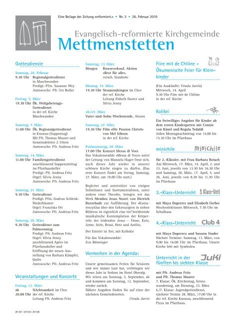 03-mettmenstetten pdf, Gemeindeseite reformiert, Nr. 3 MÃ¤rz 2010
