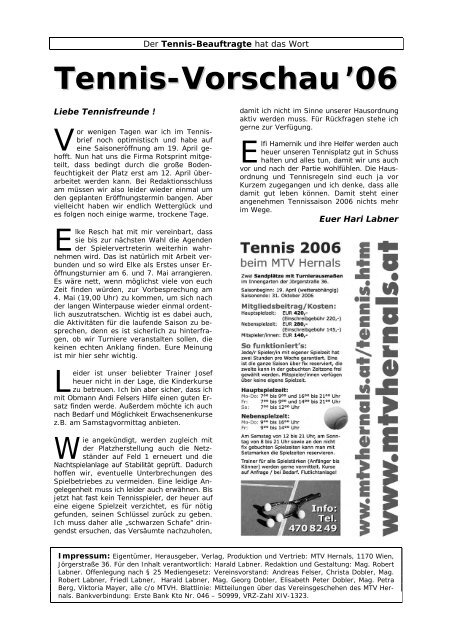 Vereinsmitteilungen des Turnverein MTV Hernals - beim Turnverein ...