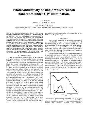 Photoconductivity of single-walled carbon nanotubes under CW ...