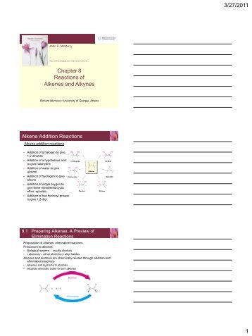 Reactions of Alkenes and Alkynes - URI Department of Chemistry