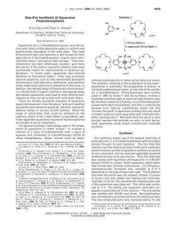 One-Pot Synthesis of Squaraine Fluoroionophores - American ...