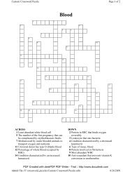 Crossword Puzzle for Blood