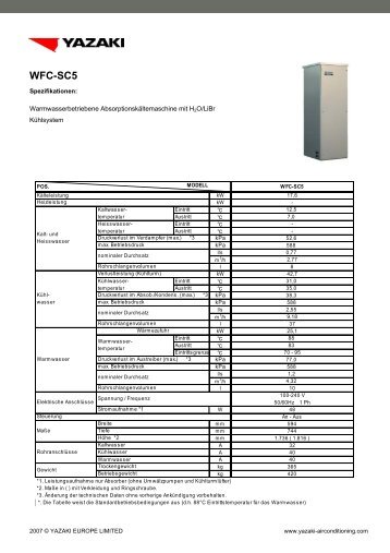 WFC-SC5 Datenblatt - YAZAKI Airconditioning