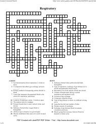 Respiratory Crossword Puzzle