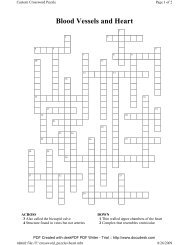 Heart and blood vessels crossword puzzle