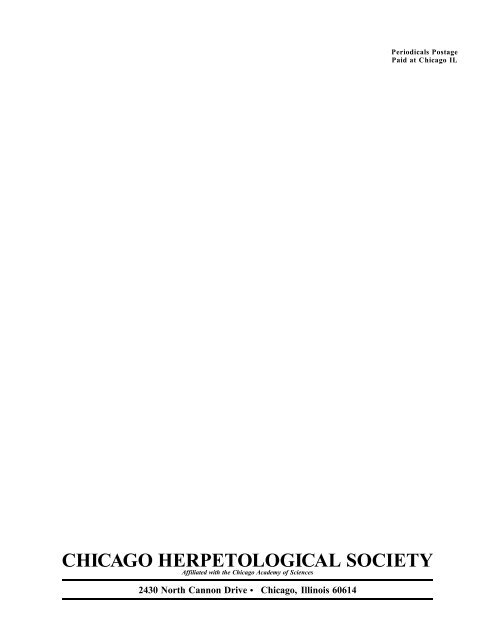 April - Chicago Herpetological Society