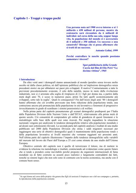 Il futuro demografico dell'Italia - Dipartimento di Economia politica