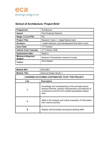 School of Architecture: Project Brief - fields