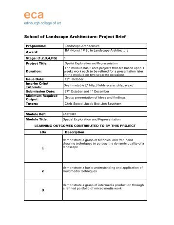 School of Landscape Architecture: Project Brief - fields