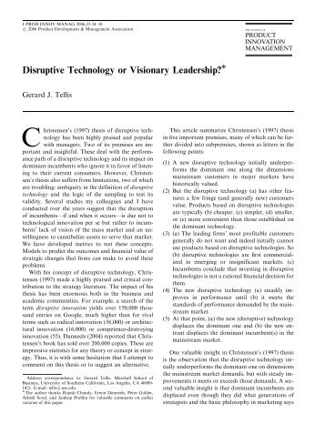 Disruptive Technology or Visionary Leadership? - fields