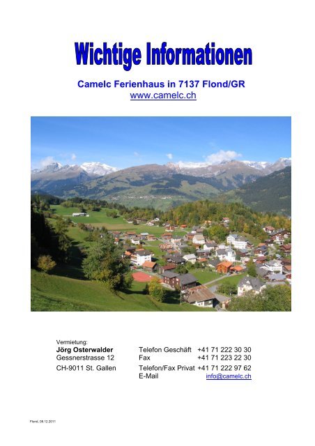 Camelc Ferienhaus in 7137 Flond/GR - Ferienheim Flond GmbH