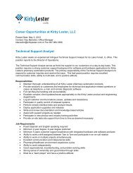 Career Opportunities at Kirby Lester, LLC Technical Support Analyst