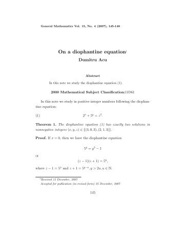 On a diophantine equation