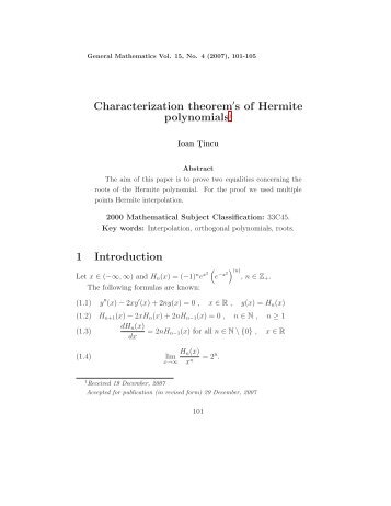 Characterization theorem′s of Hermite polynomials