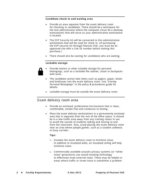 Test Center Facility Requirements - Pearson VUE