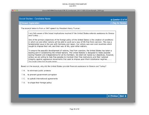 Social Studies Item Sampler - GED Testing Service