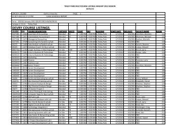 DEVRY COURSE LISTINGS - Devry - Tinley Park - DeVry University