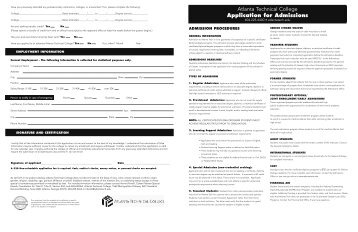 Atlanta Technical College Application for Admissions