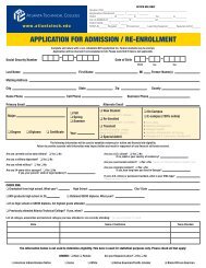 application for admission / re-enrollment - Atlanta Technical College