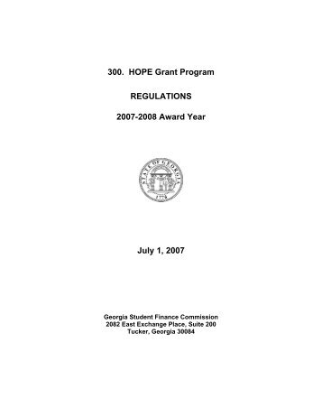 2007-2008 Hope Grant Regulations - Atlanta Technical College