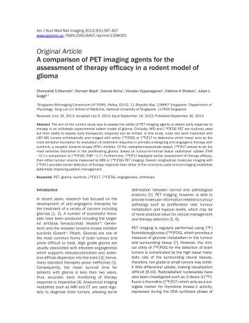 Original Article A comparison of PET imaging agents for the ...
