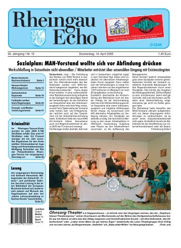 Artikel im Rheingau Echo vom 14.04.2005 - Stephanshausen