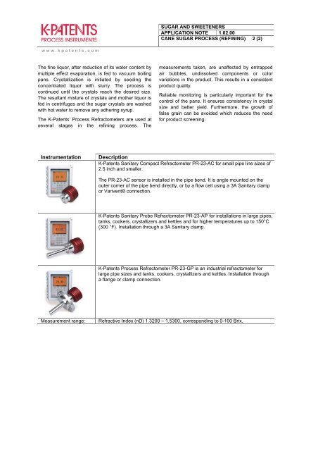 1.02.00 Cane Sugar Process - K-Patents