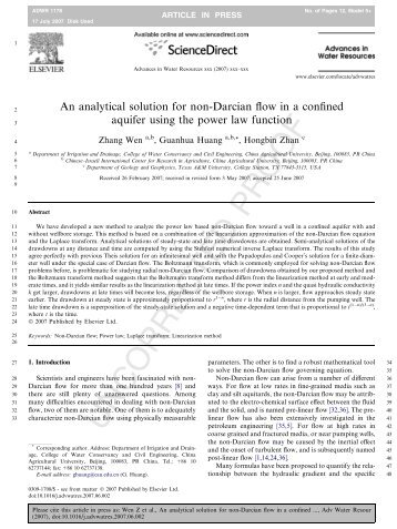 An analytical solution for non-Darcian flow in a confined