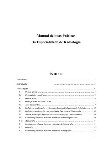 Manual de boas Práticas Da Especialidade de Radiologia ÍNDICE