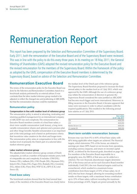 Remuneration Report 2011 - Arcadis