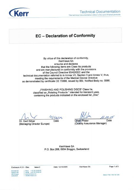 Ec Declaration Of Conformity Kerr