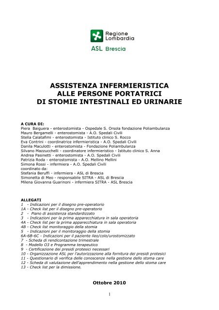 Protocollo stomie - ASL di Brescia