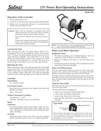 Water Level Meter - 12V Power Reel Instructions - Solinst.com